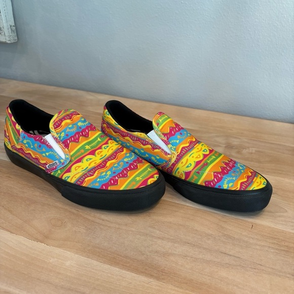 NEW Ethies Men's 11 Colorful Neon Skateboarding Canvas Slip on Marana Shoes - Picture 9 of 9